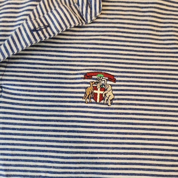 Blue Striped Cotton/Silk Peter Millar Polo Shirt Size XL - Picture 2 of 6